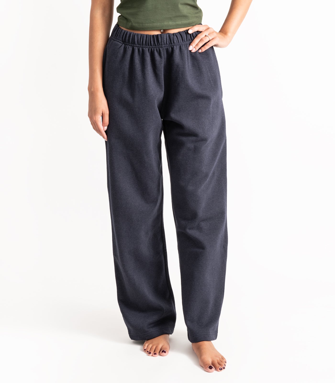 Bhumi Organic Cotton - Wide Leg Track Pant - Fleece - Navy Melange