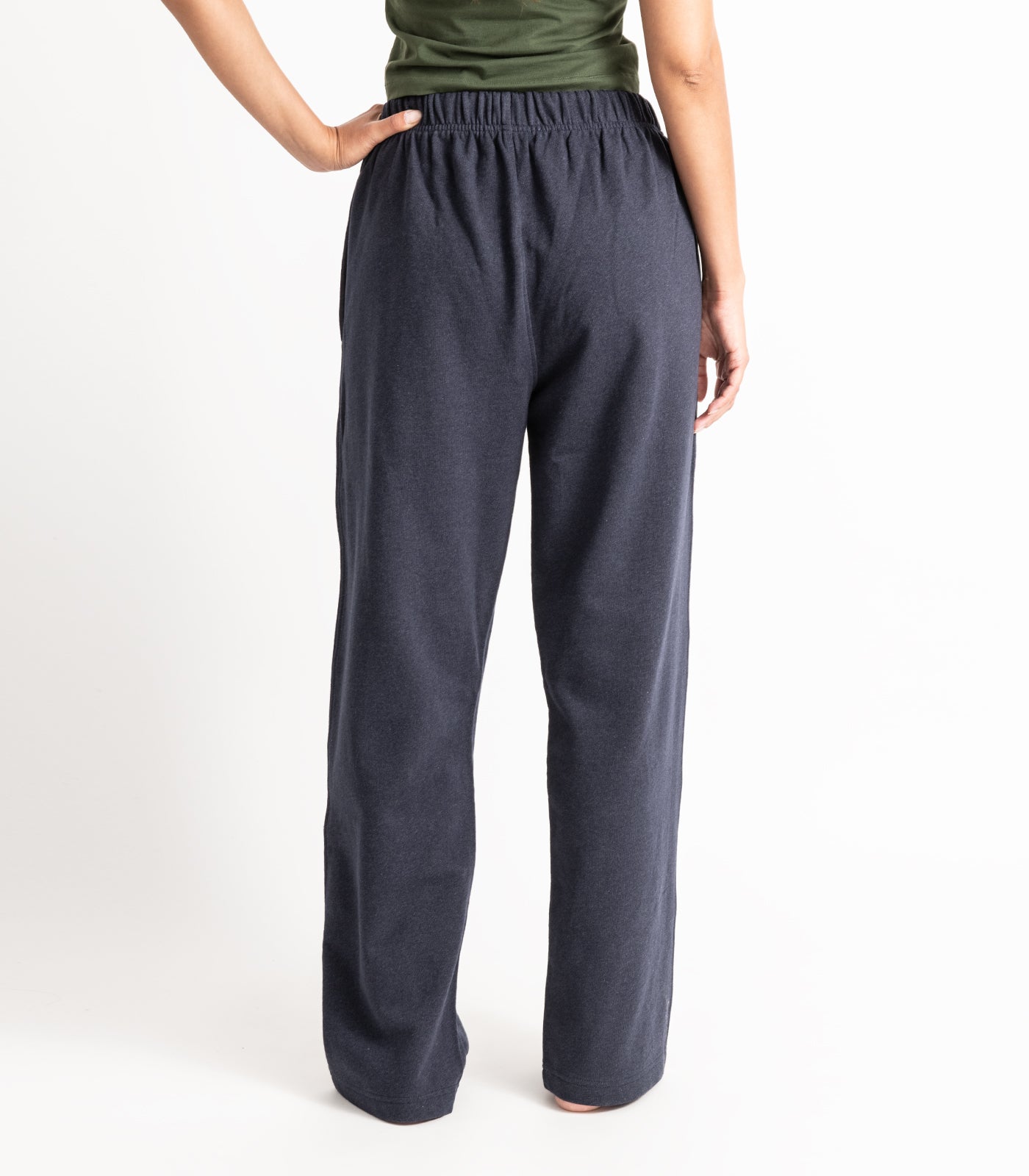 Bhumi Organic Cotton - Wide Leg Track Pant - Navy Melange