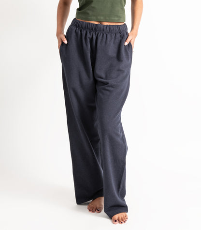 Bhumi Organic Cotton - Wide Leg Track Pant - Navy Melange