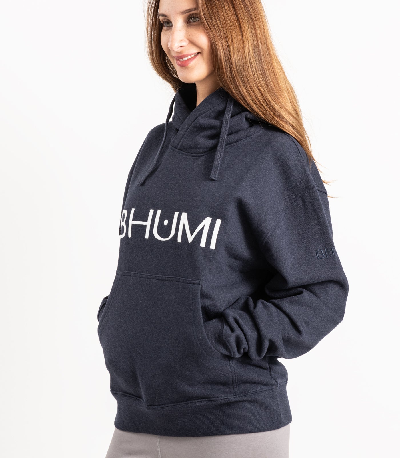 Bhumi Organic Cotton - Hoodie - Logo - Navy Melange