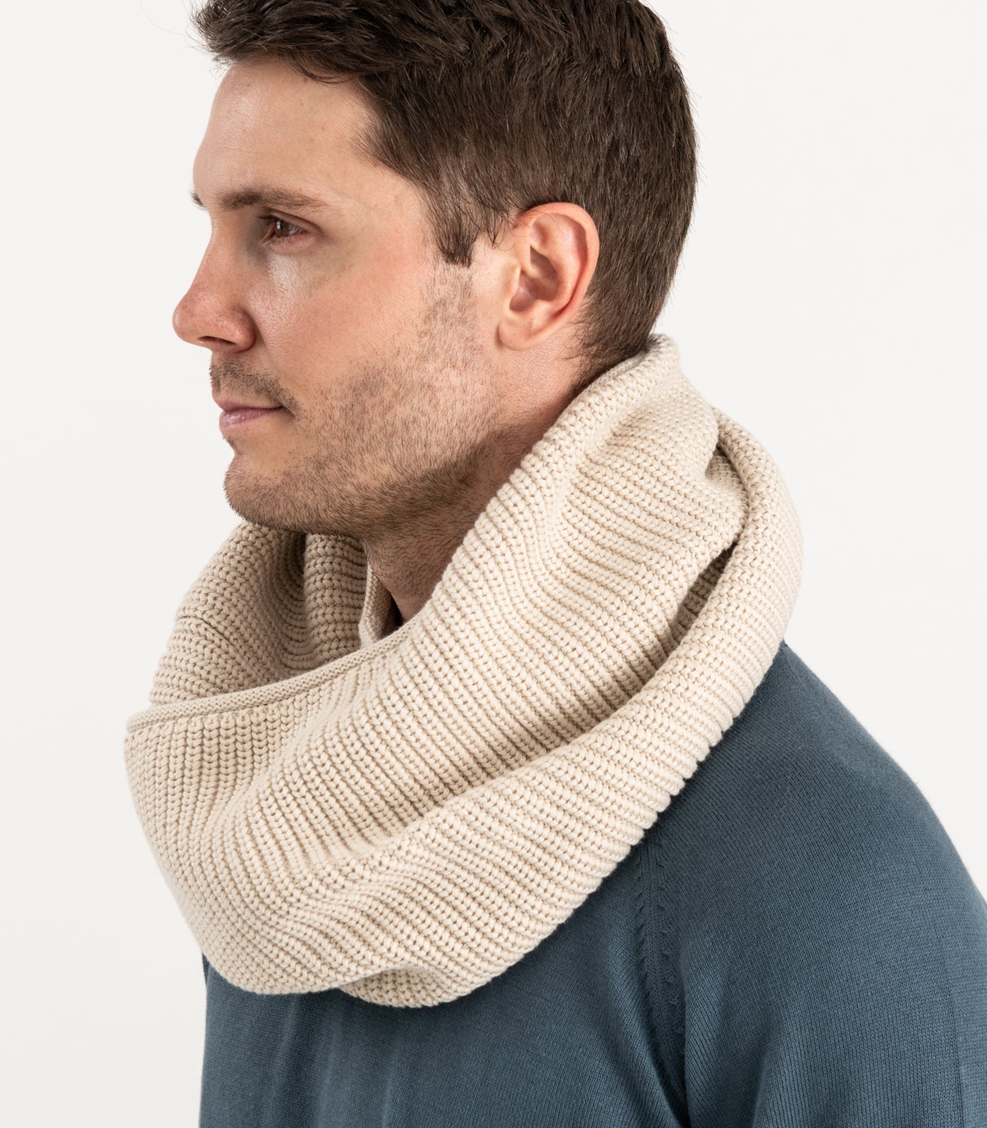 Bhumi Organic Cotton - Infinity Chunky Knit Bubble Scarf - Oatmeal