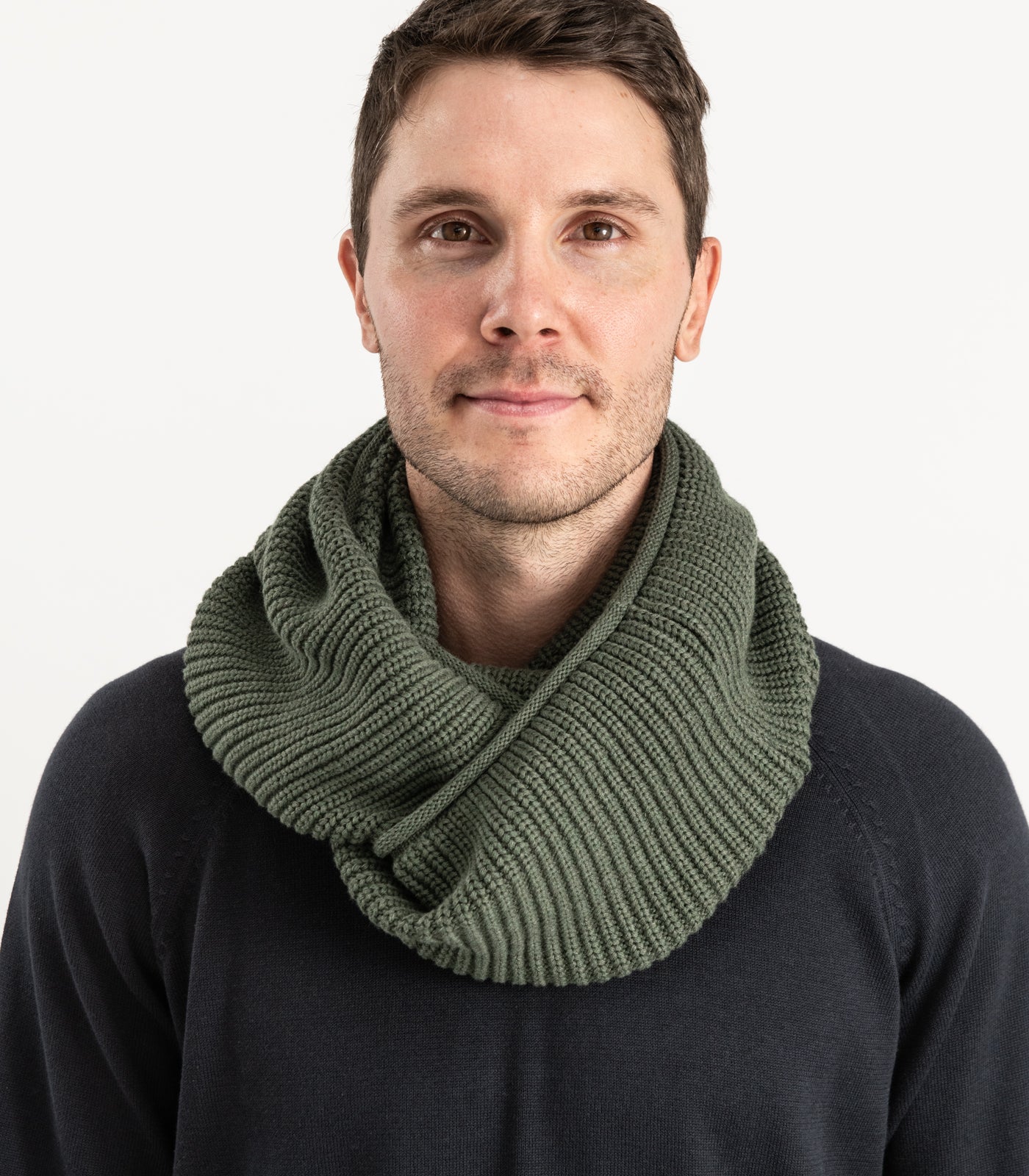 Bhumi Organic Cotton - Infinity Chunky Knit Bubble Scarf - Olive