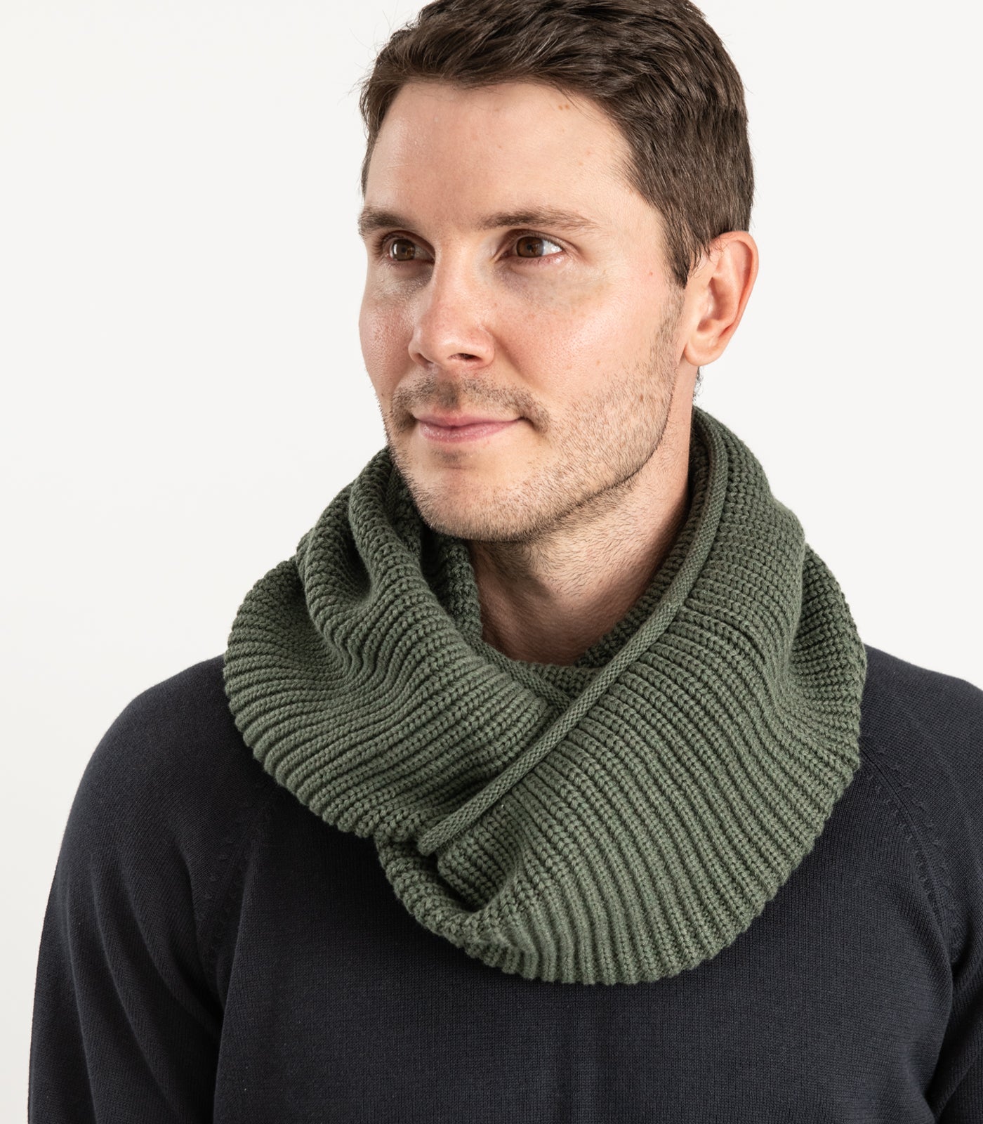 Bhumi Organic Cotton - Infinity Chunky Knit Bubble Scarf - Olive