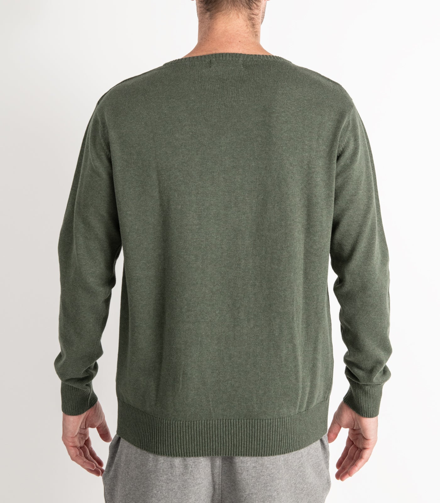 Bhumi Organic Cotton - Fine Knit V Neck Sweater - Olive