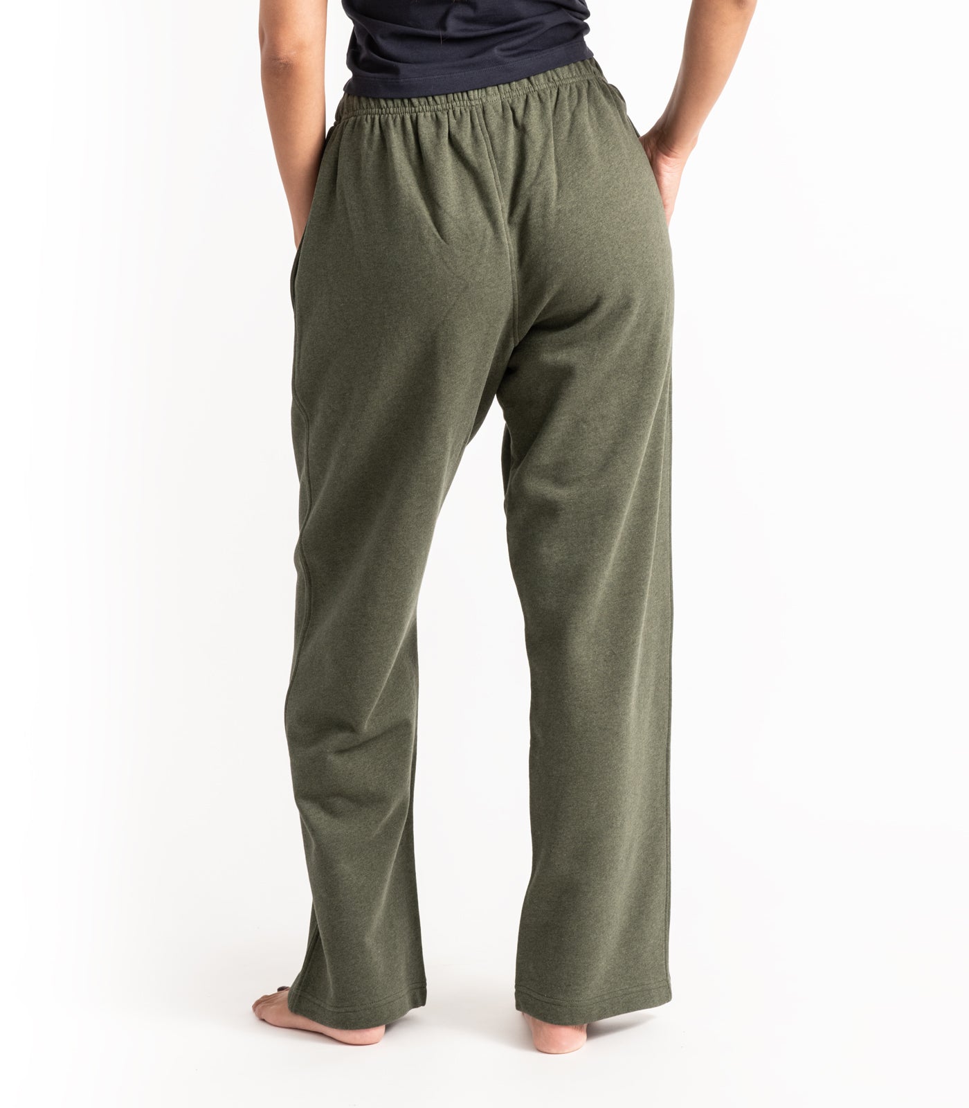 Bhumi Organic Cotton - Wide Leg Track Pant - Fleece - New Arrival - Green Melange
