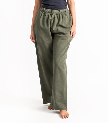 Bhumi Organic Cotton - Wide Leg Track Pant - Fleece - New Arrival - Green Melange