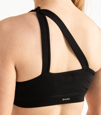 One Shoulder Crop Top - Black