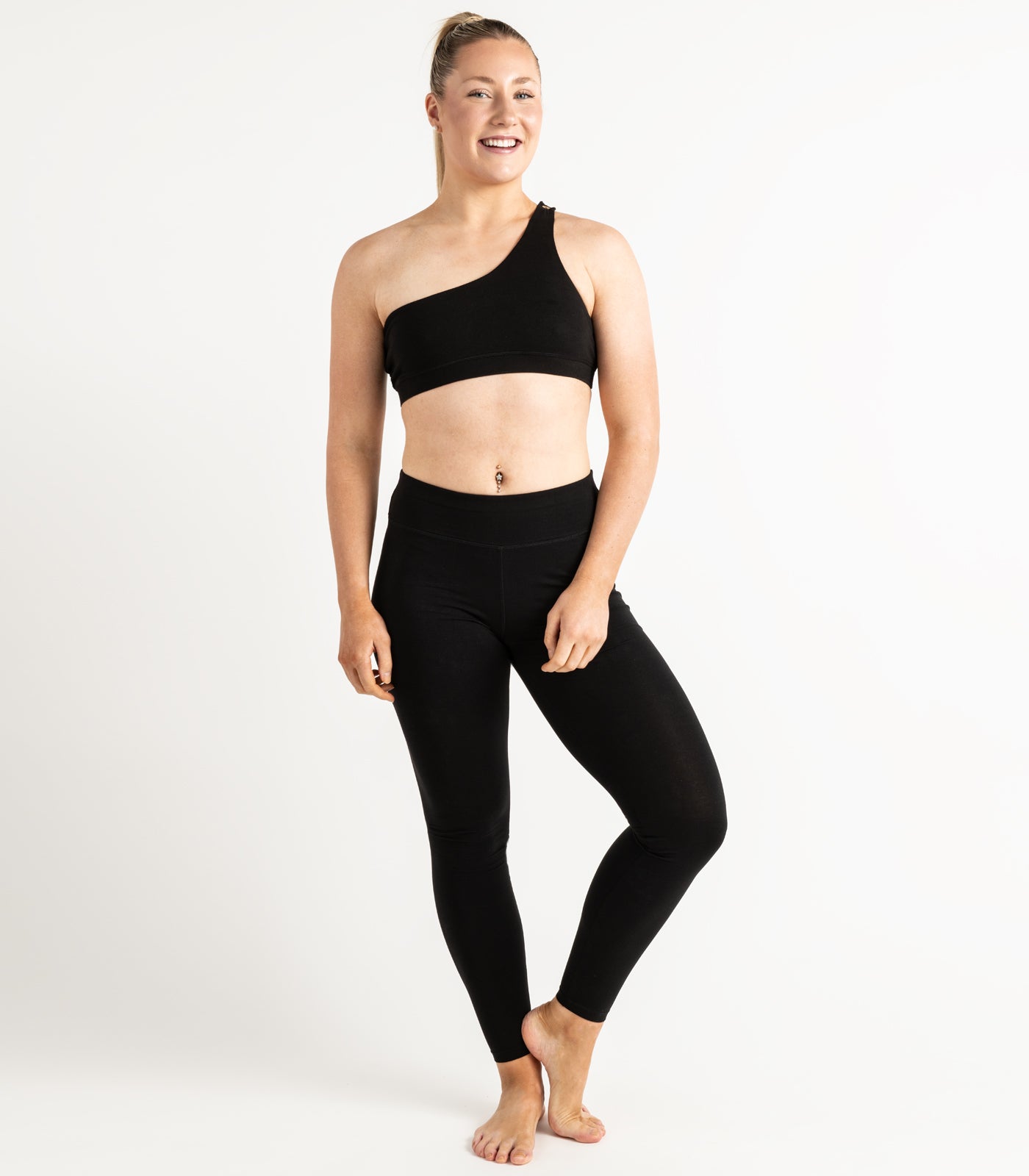One Shoulder Crop Top - Black