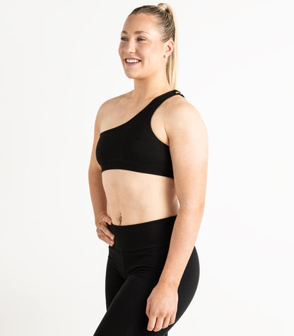 One Shoulder Crop Top - Black