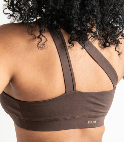 One Shoulder Crop Top - Chocolate Martini