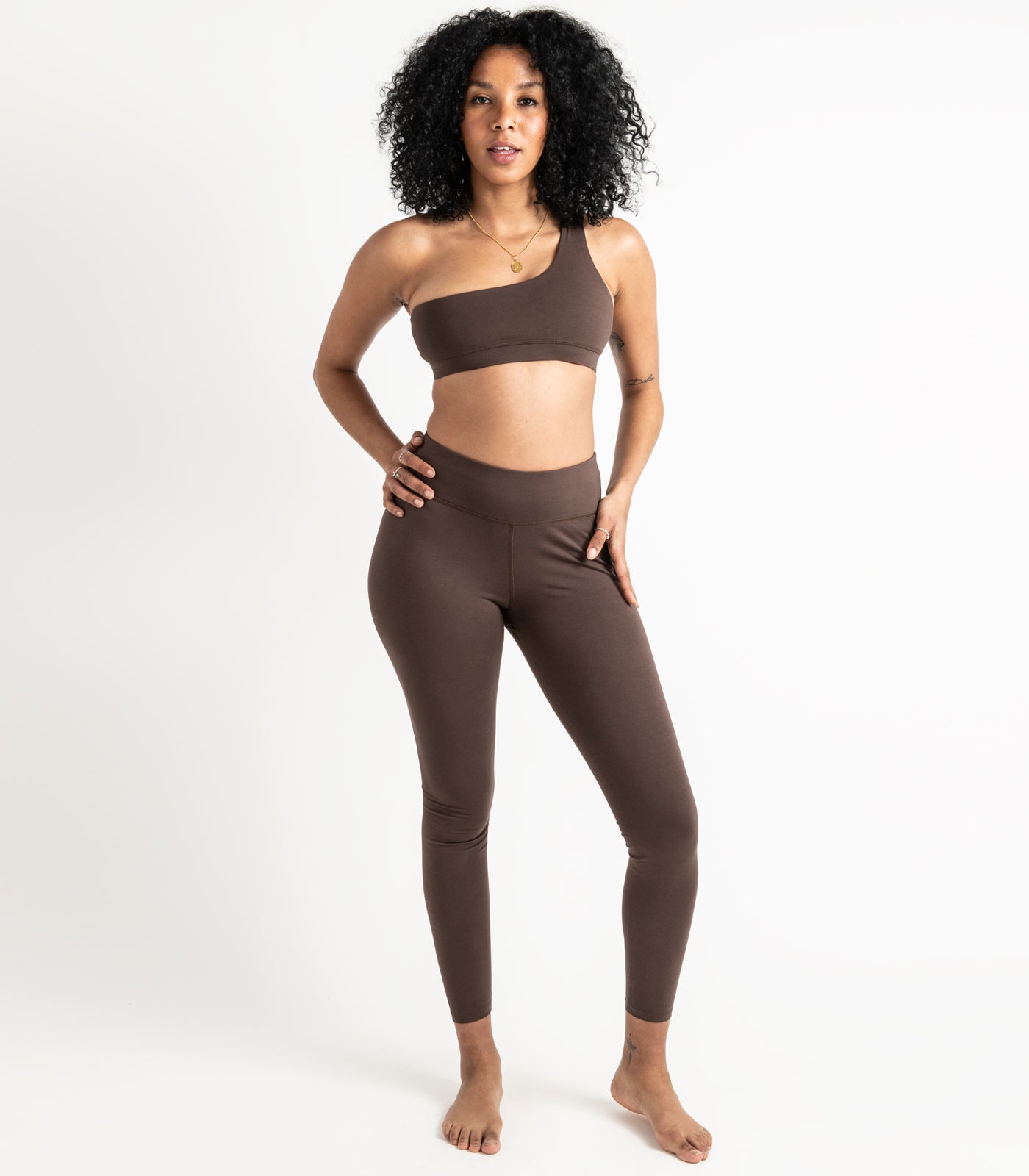 One Shoulder Crop Top - Chocolate Martini