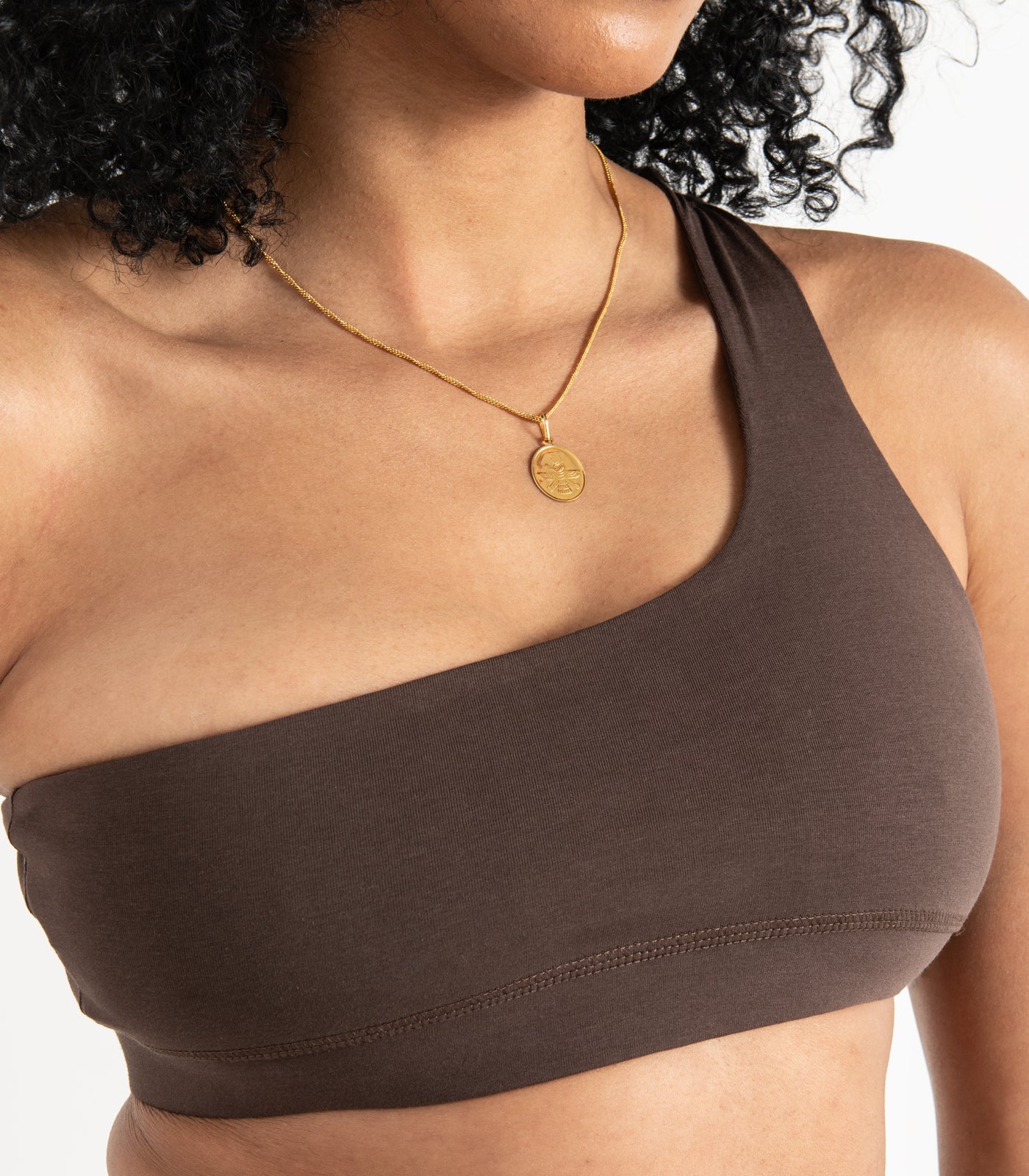 One Shoulder Crop Top - Chocolate Martini