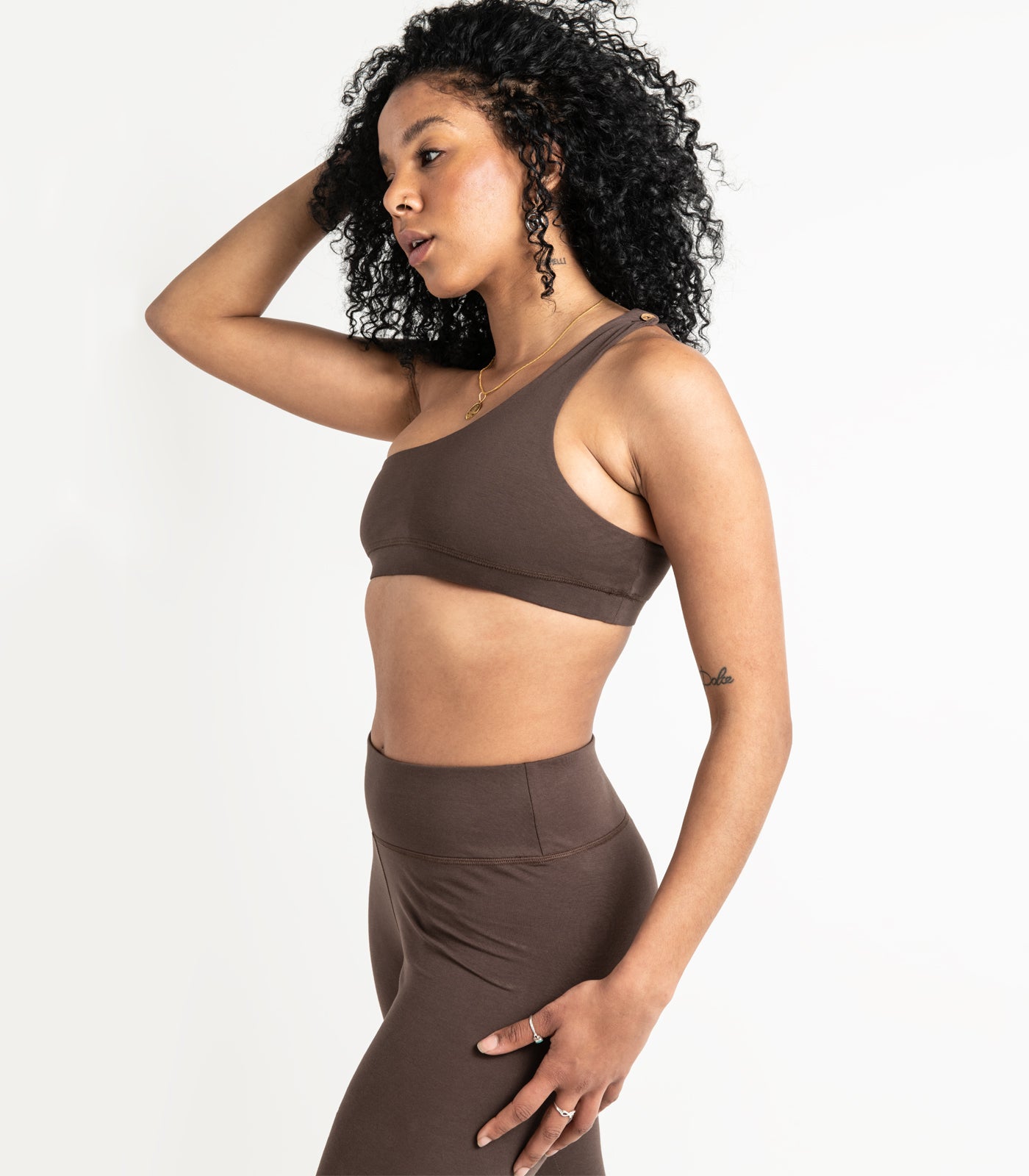 One Shoulder Crop Top - Chocolate Martini