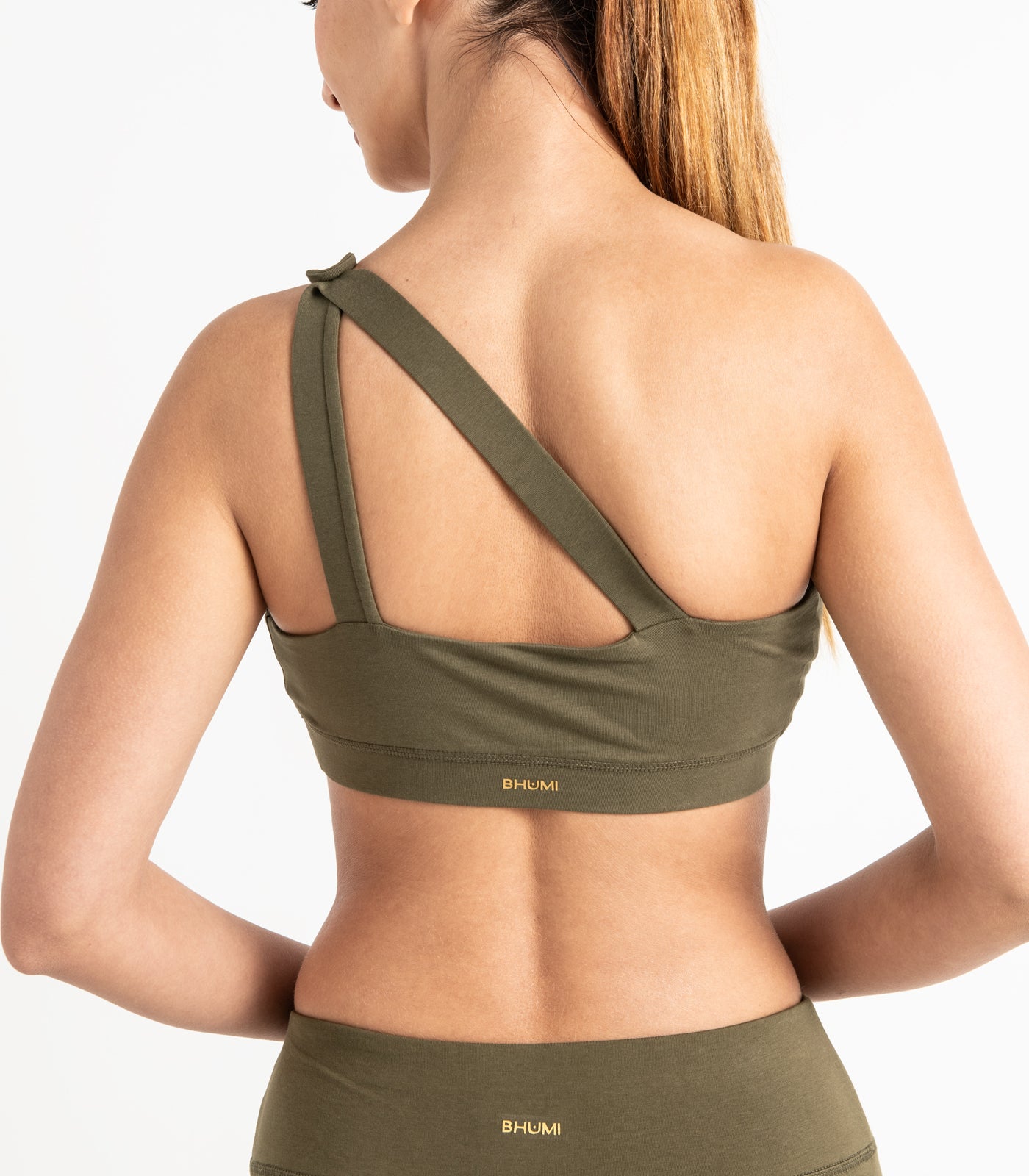 One Shoulder Crop Top - Dark Olive
