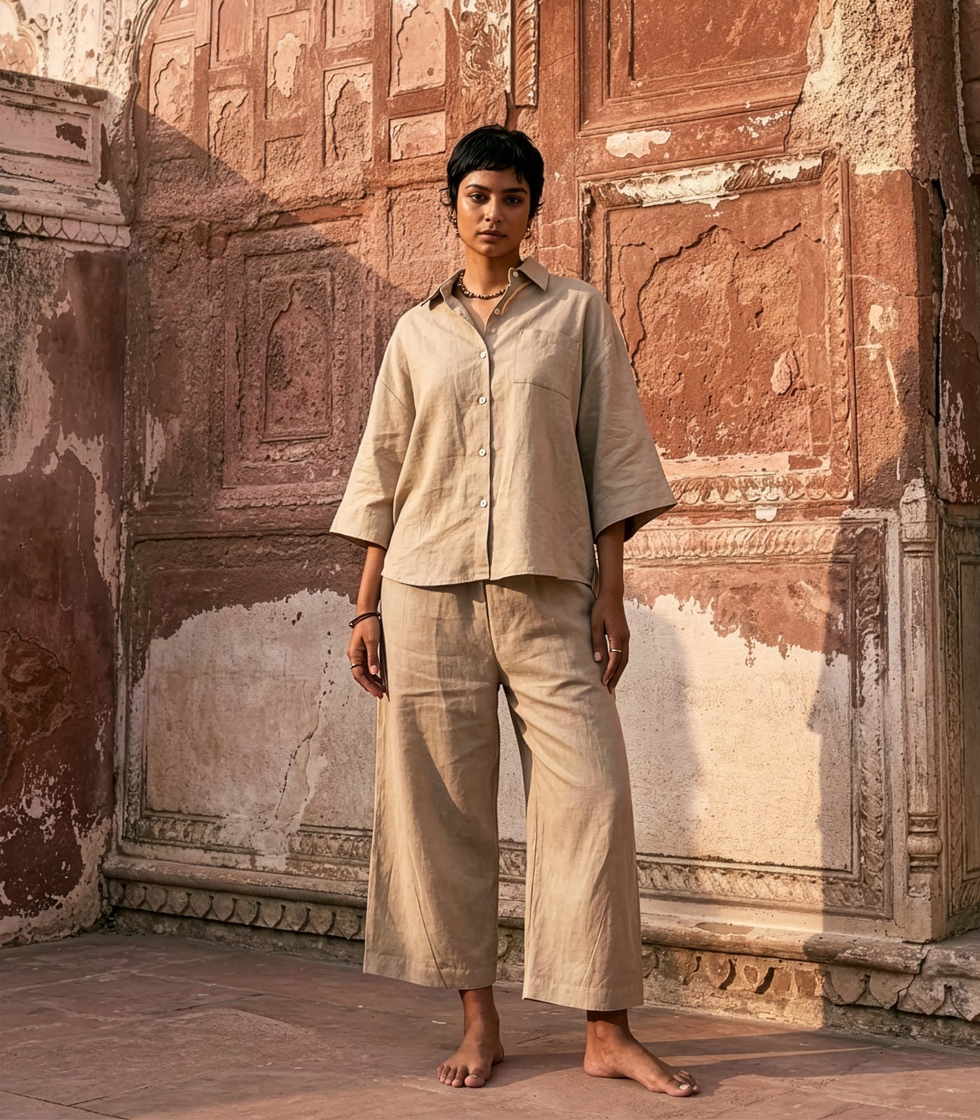 Organic Linen Balloon Lounge Pants & Lounge Shirt