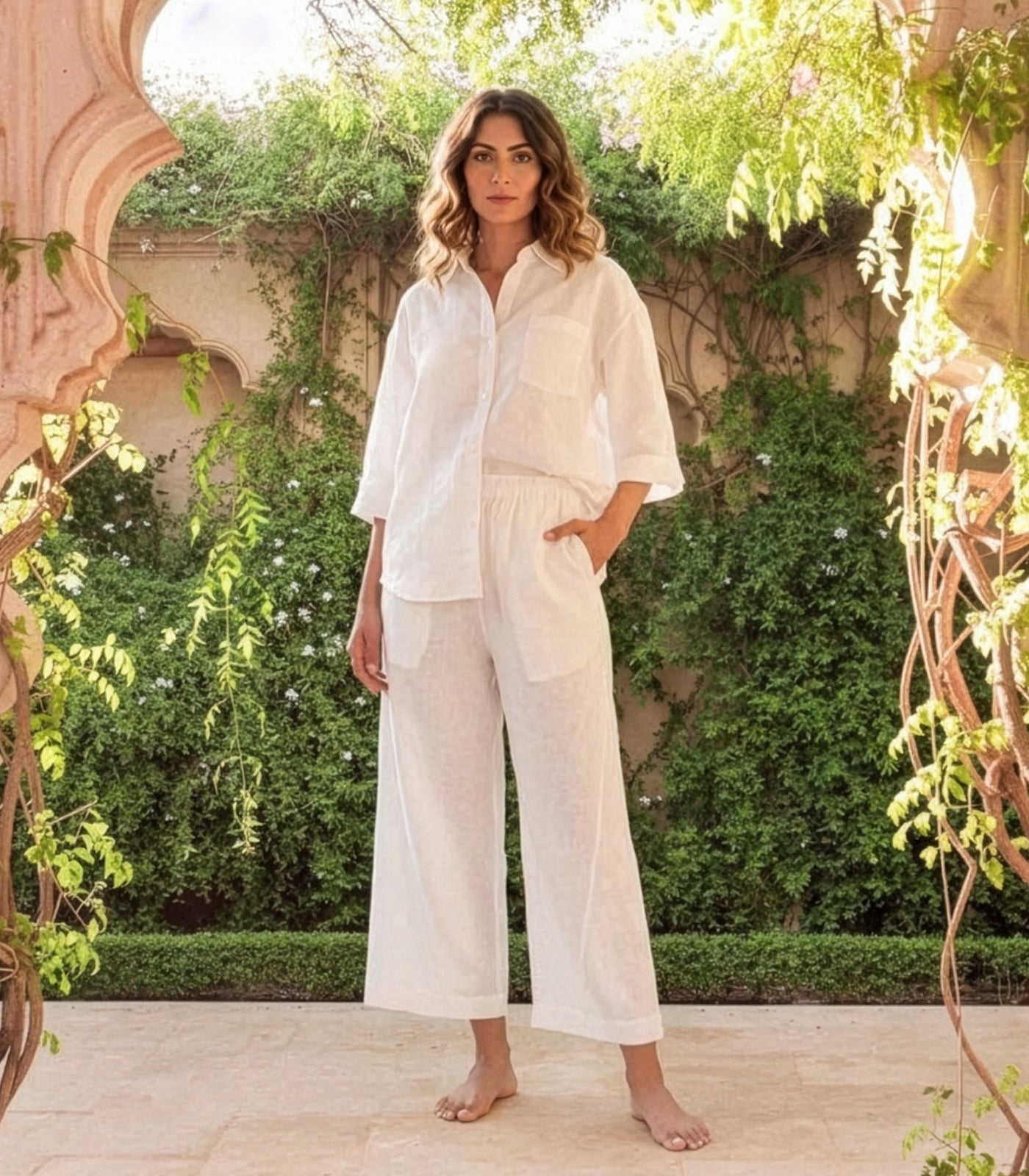 Organic Linen Balloon Lounge Pants & Lounge Shirt