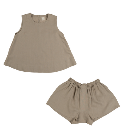Organic Linen Boxy Lounge Shorts & Sleeveless Lounge Shirt