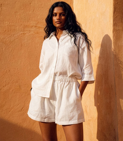 Organic Linen Boxy Lounge Shorts & Lounge Shirt