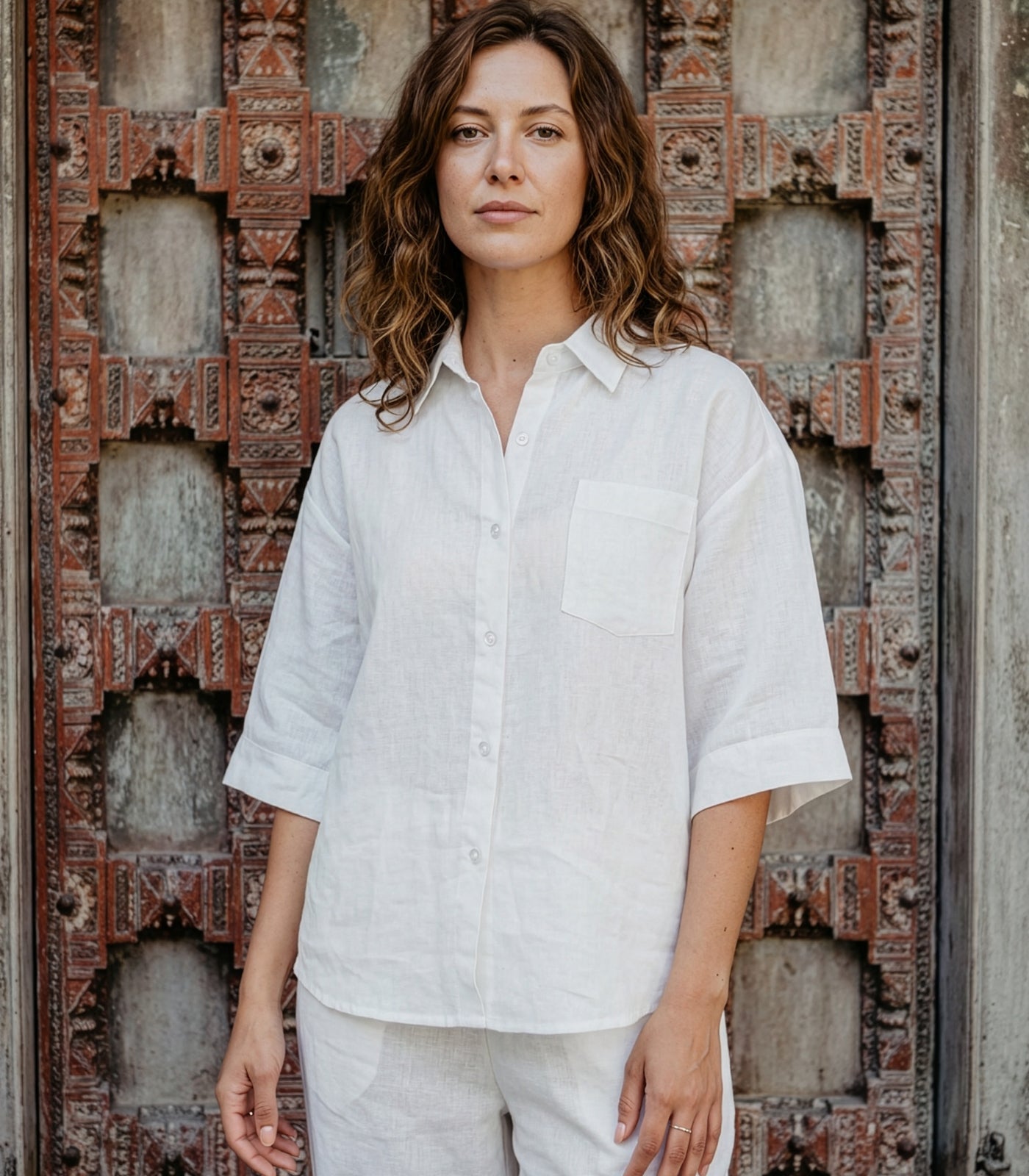 Organic Linen Lounge Shirt - White