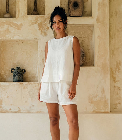 Organic Linen Boxy Lounge Shorts