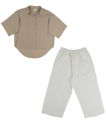 Organic Linen Balloon Lounge Pants & Lounge Shirt