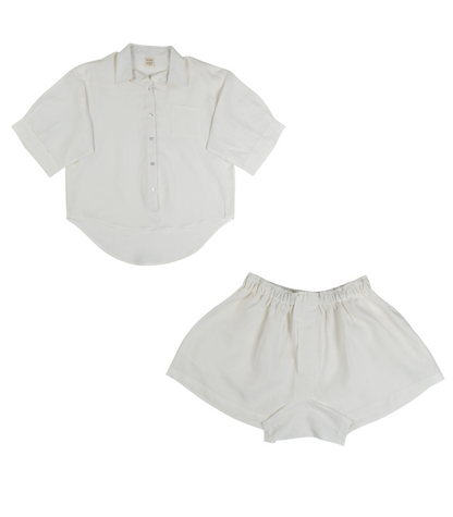 Organic Linen Boxy Lounge Shorts & Lounge Shirt