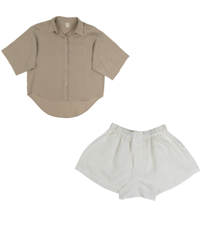 Organic Linen Boxy Lounge Shorts & Lounge Shirt