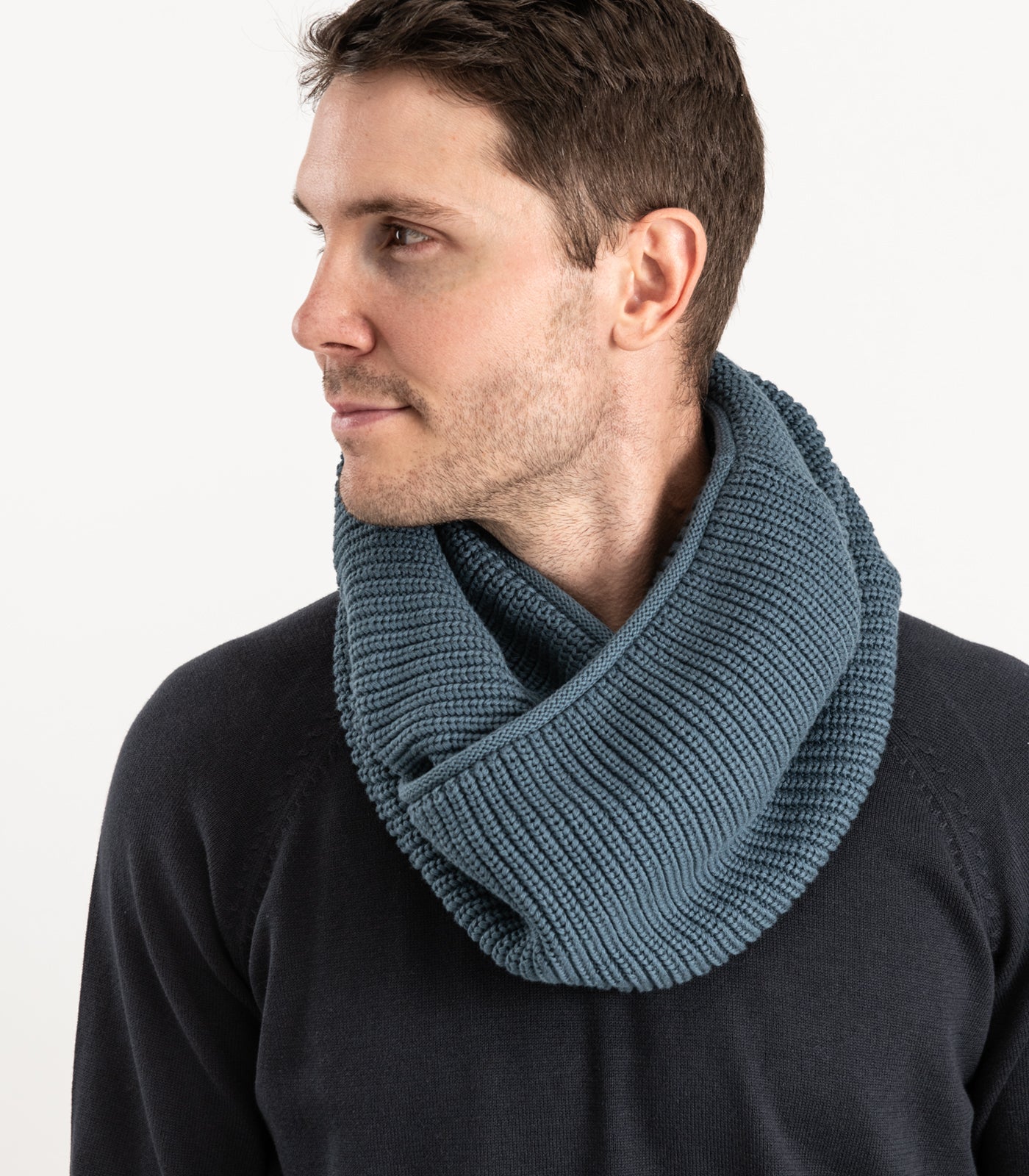 Bhumi Organic Cotton - Infinity Chunky Knit Bubble Scarf - Orion Blue