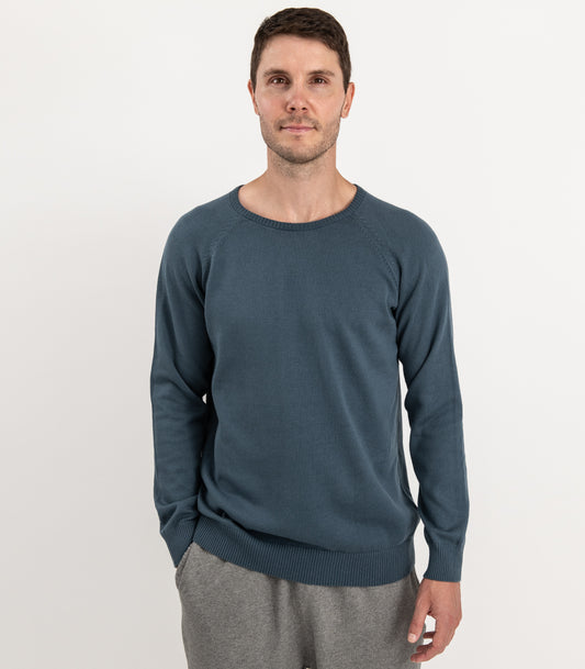 Bhumi Organic Cotton - Fine Knit Round Neck Sweater - Orion Blue