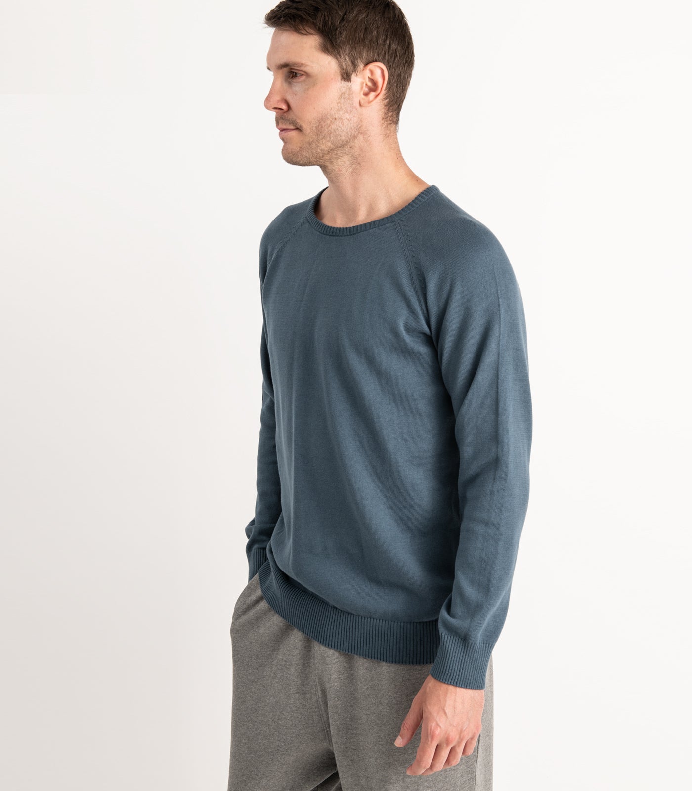 Bhumi Organic Cotton - Fine Knit Round Neck Sweater - Orion Blue