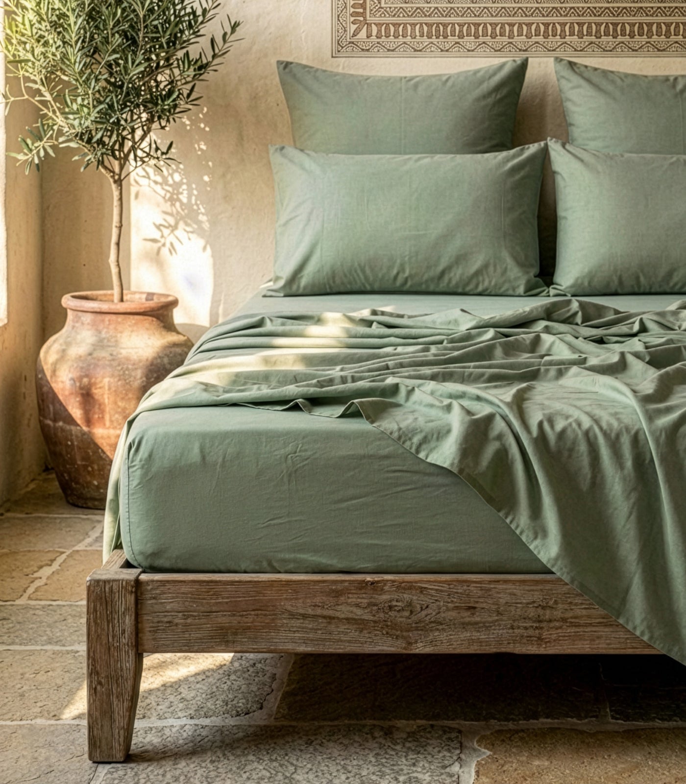Percale Fitted Sheet - Sage