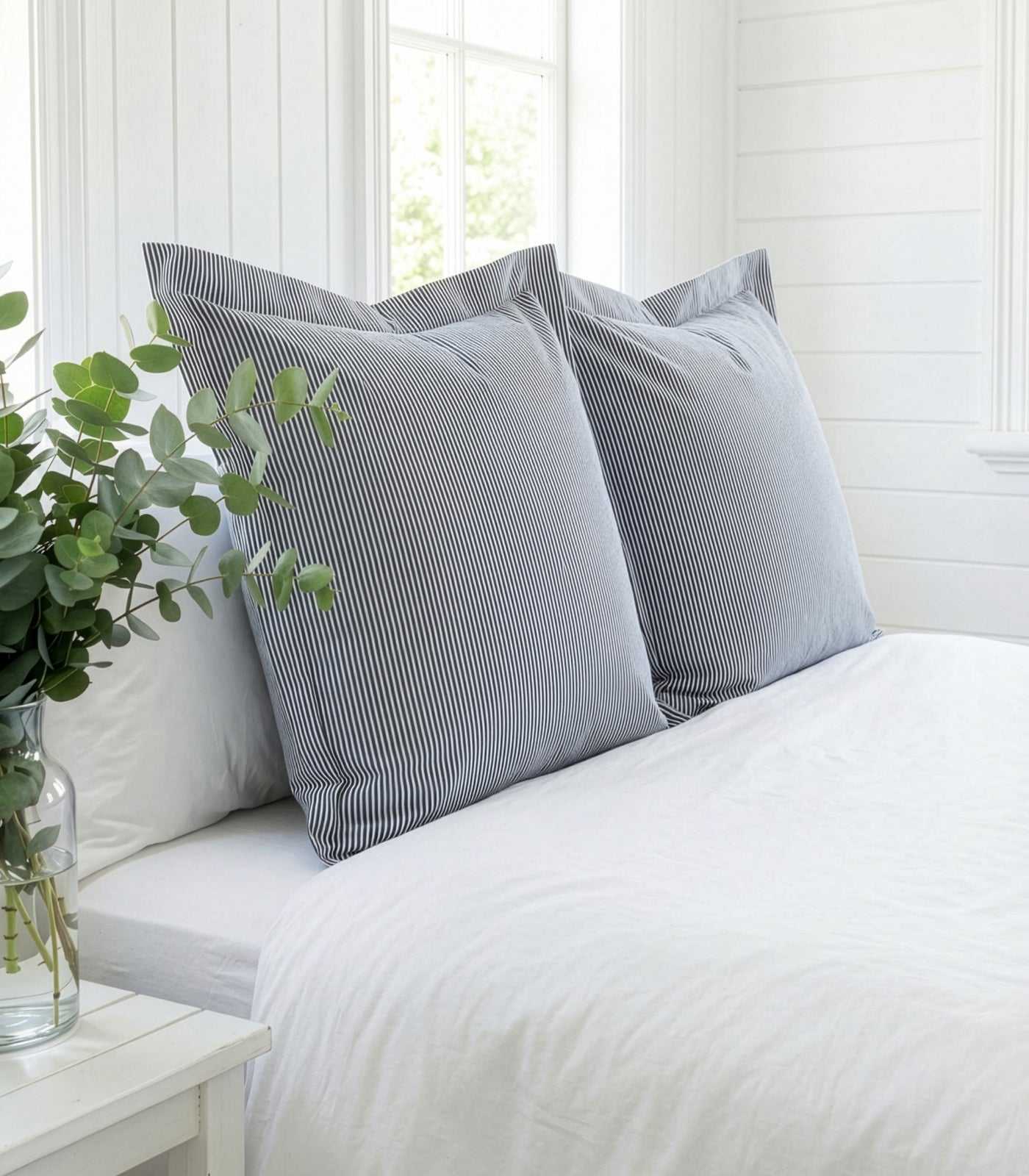 European - Percale Pillow Cases (Pair) - Limited Edition - Oxford Stripe