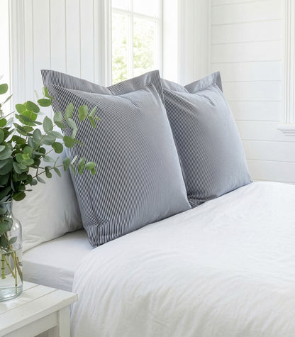 European - Percale Pillow Cases (Pair) - Limited Edition - Oxford Stripe