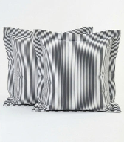 European - Percale Pillow Cases (Pair) - Limited Edition - Oxford Stripe
