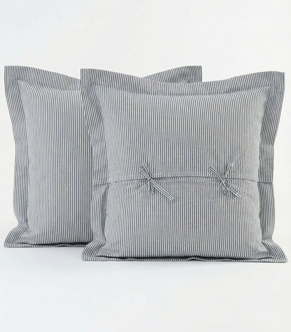 European - Percale Pillow Cases (Pair) - Limited Edition - Oxford Stripe