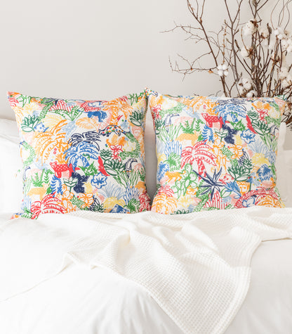 Bhumi Organic Cotton - European - Percale Pillow Cases (pair) - Printed - In The Jungle