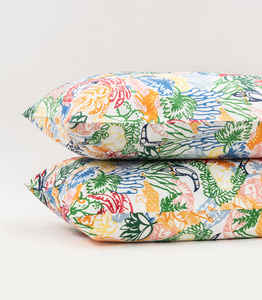 Bhumi Organic Cotton - Percale Pillow Cases (pair) - Printed - In The Jungle