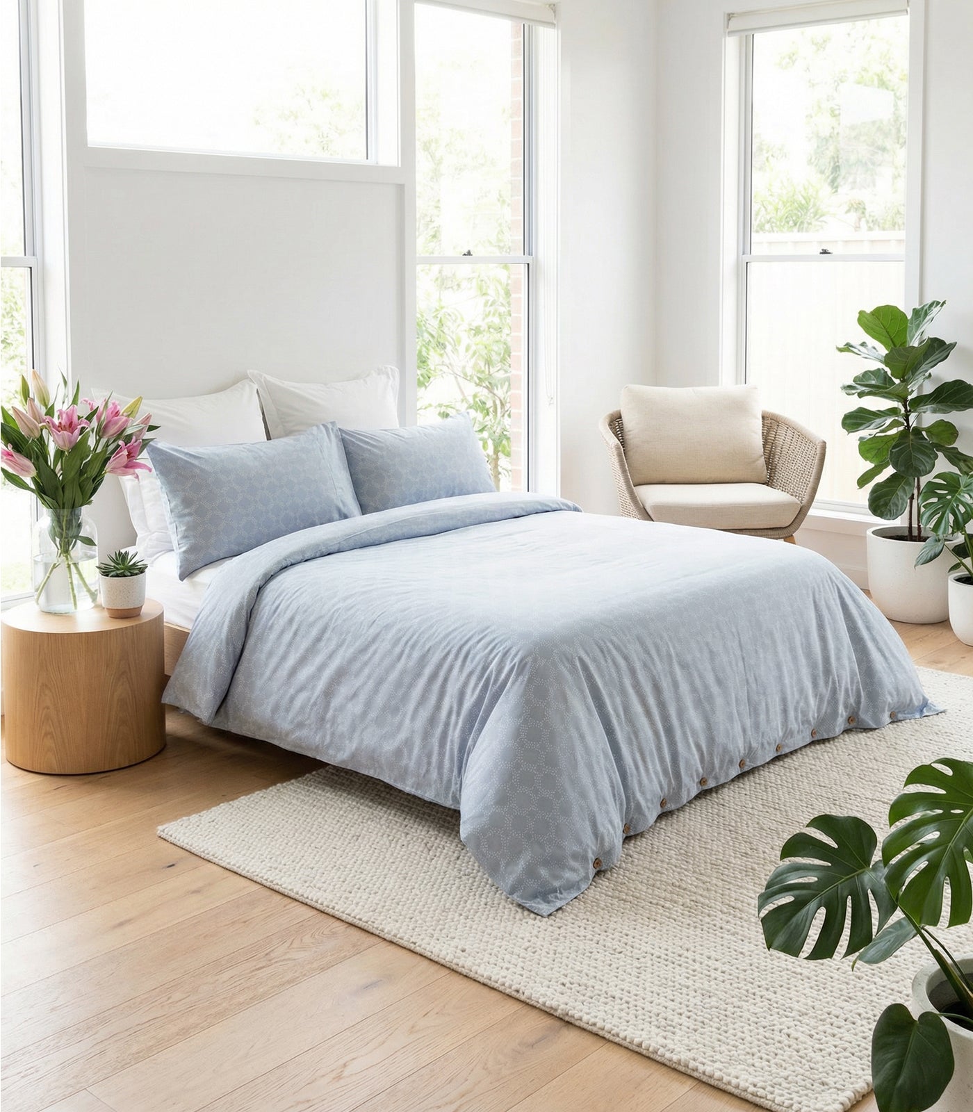 Percale Quilt Cover Set - Limited Edition - Large Dot Blue