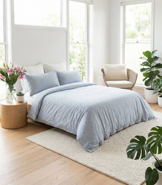 Percale Quilt Cover Set - Limited Edition - Large Dot Blue