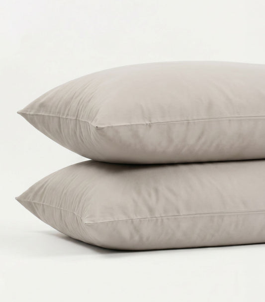 Percale Pillow Cases - Light Grey