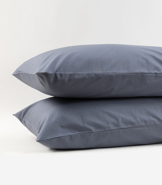 Bhumi Organic Cotton - Percale Pillow Cases (Pair) - Metallic Blue