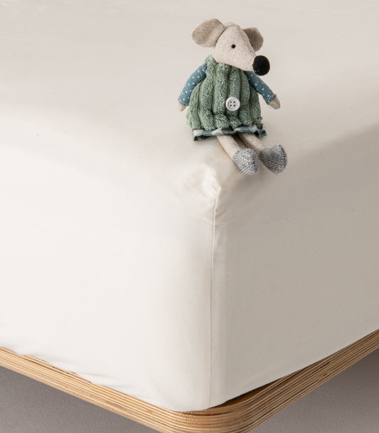 Fitted Percale Cot Sheet - Natural