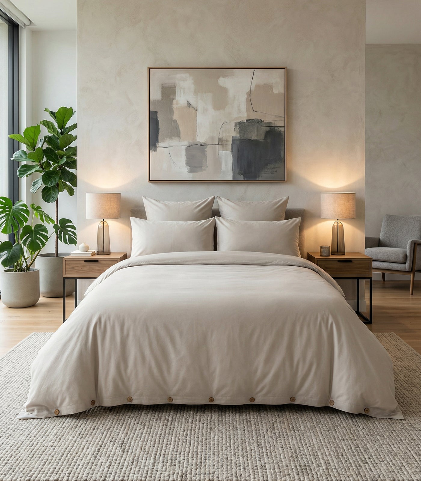 Bhumi Organic Cotton - Sateen Plain Quilt Cover - Light Grey