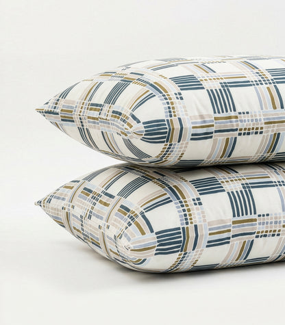 Percale Pillow Cases (Pair) - Limited Edition - Plaid Cream