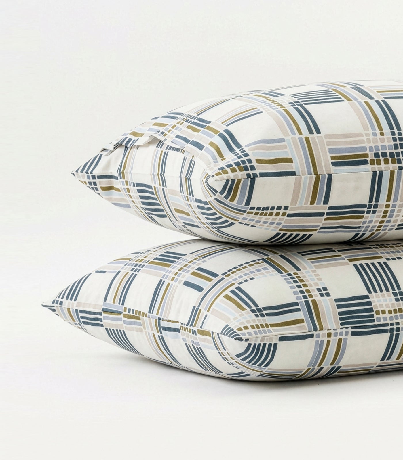 Percale Pillow Cases (Pair) - Limited Edition - Plaid Cream
