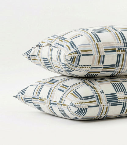 Percale Pillow Cases (Pair) - Limited Edition - Plaid Cream