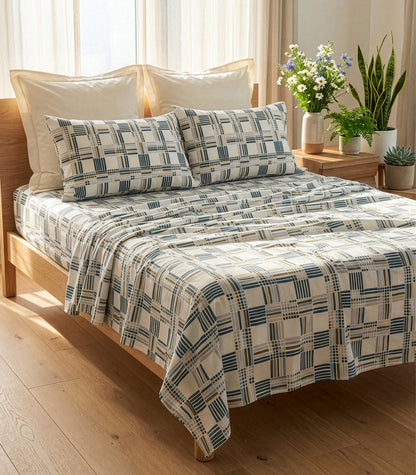 Percale Sheet Set - Limited Edition - Plaid Cream