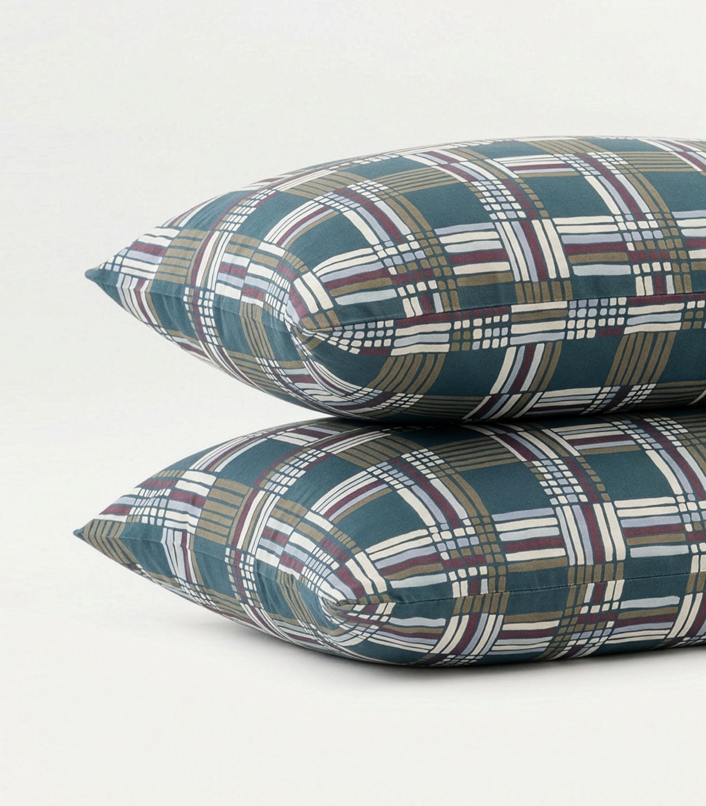 Percale Pillow Cases (Pair) - Limited Edition - Plaid Teal