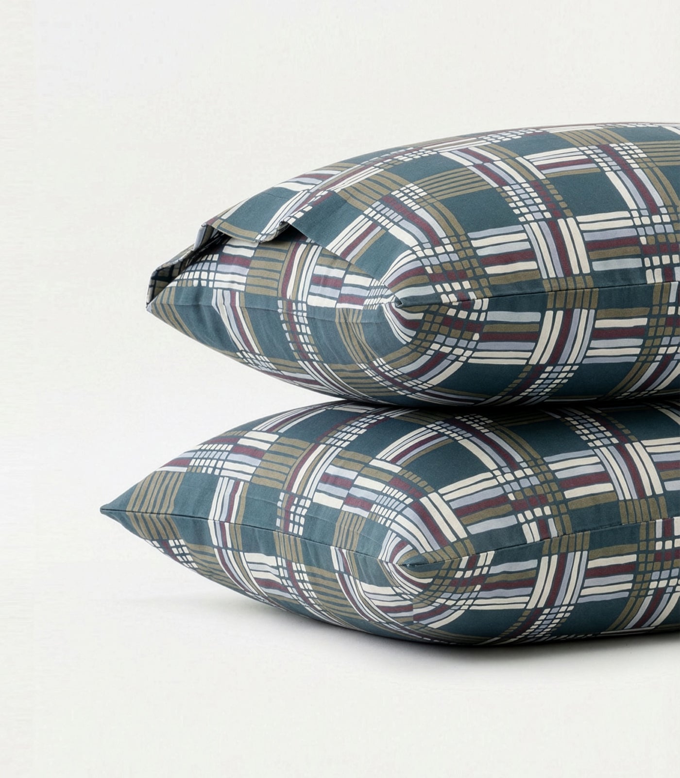 Percale Pillow Cases (Pair) - Limited Edition - Plaid Teal