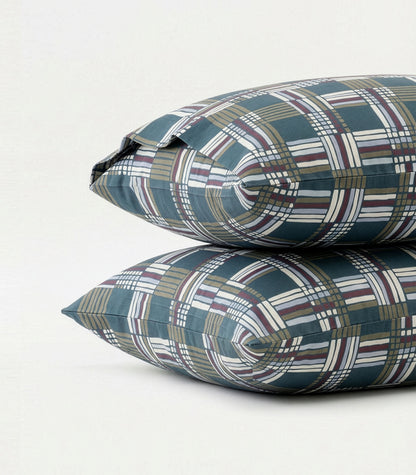 Percale Pillow Cases (Pair) - Limited Edition - Plaid Teal